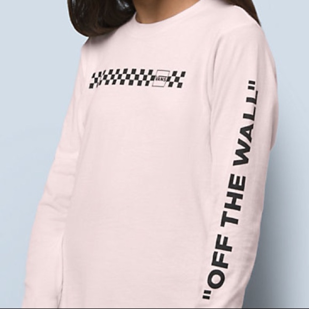 VANS - Light Pink Long Sleeve Tee with OFF THE WALL in Hot Pink